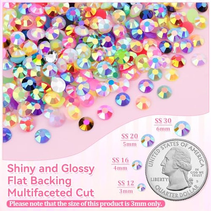 50000 Pcs 3mm Resin Rhinestones Bedazzling Kit with B7000 Glue