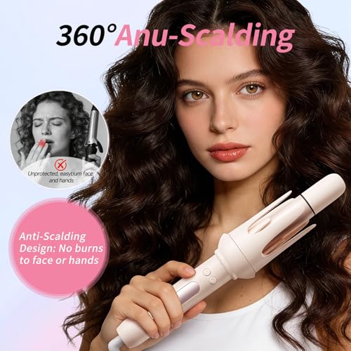 DYHOO 3-in-1 Automatic Hair Curler Set with Straightening Brush & 2 Barrels