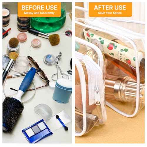 36 PCS Clear Makeup Bags Bulk Clear Cosmetics Bag Plastic Travel Bags Clears Plastic Toiletry Bags With Zipper Waterproof Portable Clears Bag for Travel Women Men Bathroom Organizing,White