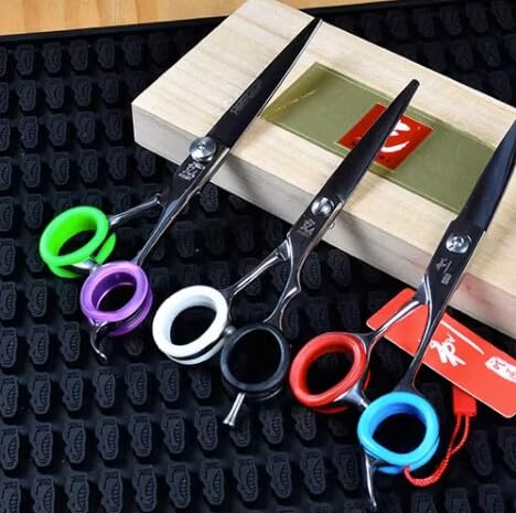 Cafurty 10 Pieces Barber Hair Shears Scissors Finger Rings Rubber suit for Hairdressing Barber Scissors (Black)