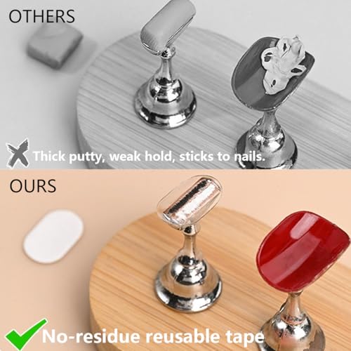 FSpronail Clear Nail Display Stand Set for Press-On Nail Art Practice & Display - Includes 2 Acrylic Bases & Reusable Adhesive Pads