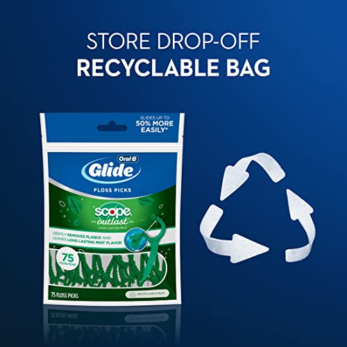 Oral-B Glide Mint Dental Floss Picks with Scope Outlast Flavor - 75 Count