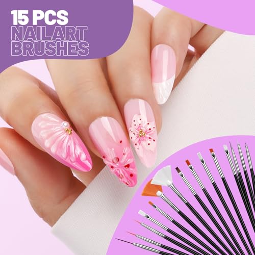 Teenitor Nail Art Tools Set with 23 Brushes, Dotting & Acrylic Tools, Nail Stand & Accessories