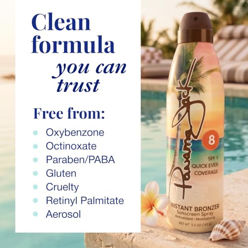 Panama Jack Instant Bronzer Sunscreen SPF 8 5.5 OZ Pack of 2 - Water Resistant, Cruelty-Free