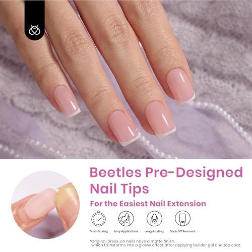 Beetles Short French Tip Press-On Nails 224 Pieces for Manicure