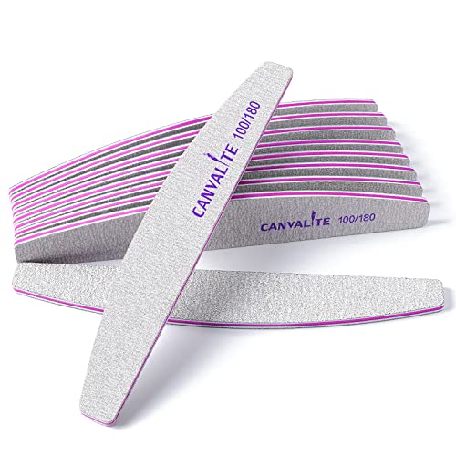 Canvalite 10 PCS Professional Nail Files 100/180 Grit Double Sided