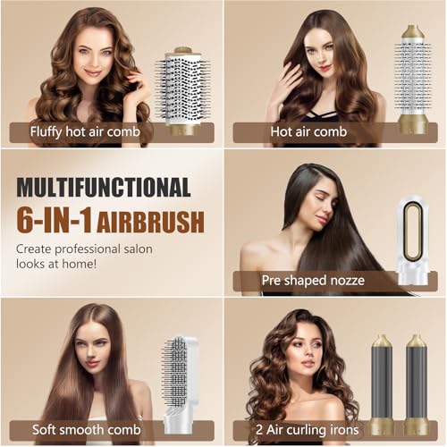 6-in-1 Hot Air Brush Styler with Ceramic Technology, 1000W