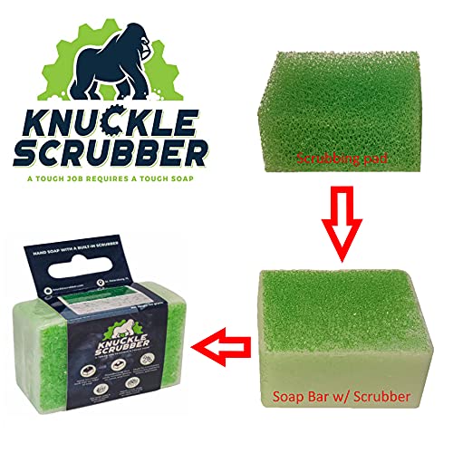 Knuckle Scrubber | Built-In Hand Scrubber Easily Cleans Grease, Oil, Paint & More. Heavy Duty Hand Cleaner for Auto Mechanics & Industrial Work | All Natural, Moisturizing w/Aloe Vera (Veteran Owned)