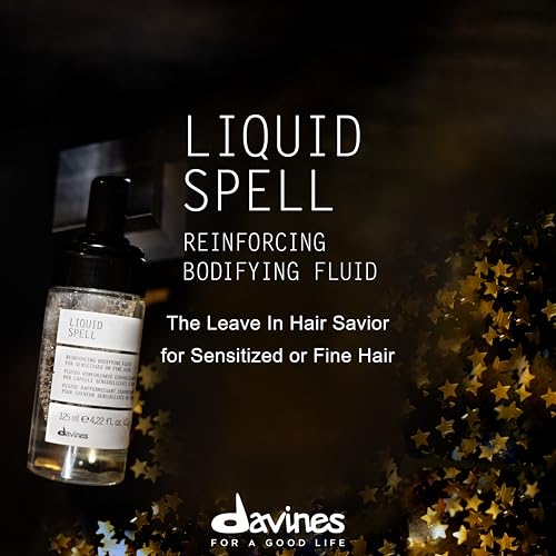 Davines Liquid Spell Reinforcing Bodifying Fluid, Liquid-to-Foam Volumizing Treatment for Fine or Sensitized Hair - Thickens & Strengthens Structure with Heat Protection - Weightless, 4.23 Fl Oz