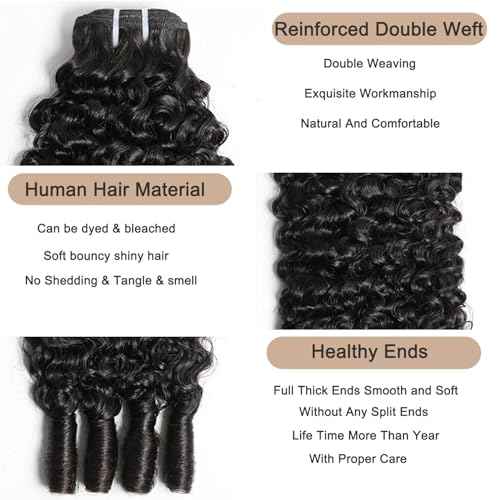 Burmese Curly Bundles Human Hair 20 22 24 Inch 3 bundies 100% Unprocessed Quick Weave 3C4A Water Wave with Spiral Curly End Real Human Hair Extensions for Woman Natural Black
