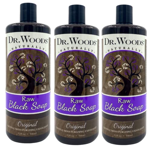 Dr. Woods Liquid Black Soap - Natural Exfoliating Cleanser, 32 Fl Oz (Pack of 3)