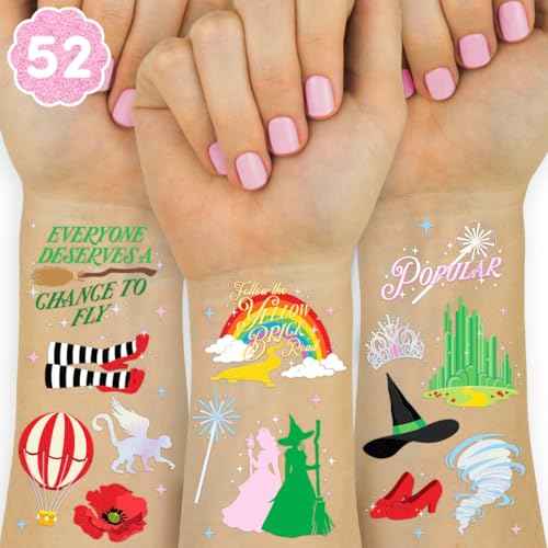 xo, Fetti Witch Temporary Tattoos - 52 iridescent Foil Pcs | Birthday Witch Accessory, Kids Wizard Party Favor, Cute Musical DIY Activity