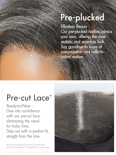 LUVME HAIR 12'' Grey Salt & Pepper Blunt Cut Bob Wig