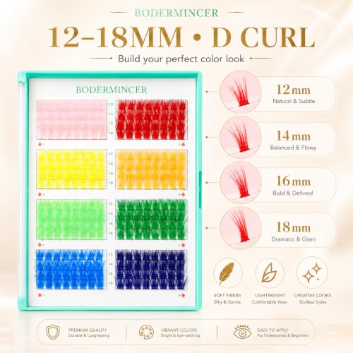 8 Color Lash Clusters 12-18mm Mixed Length DIY False Eyelashes