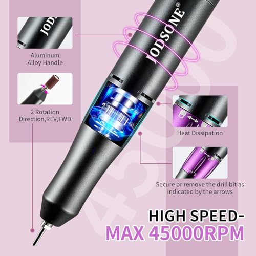 Professional Nail Drill 45000 RPM Rechargeable Gel Removal