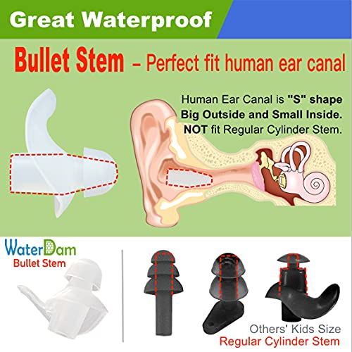 WaterDam Swimming Ear Plugs Great Waterproof Ultra Comfy Earplugs Prevent Swimmer's Ear