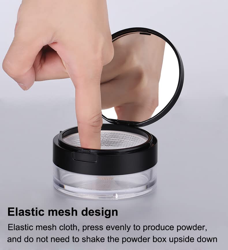 Loose Powder Container 20ml with Puff & Mirror - 2 Pack