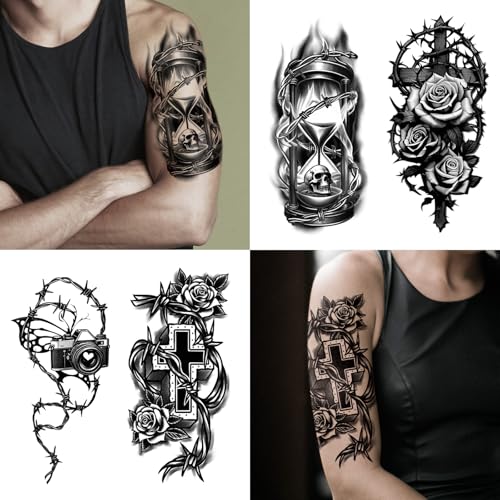 77 Sheets Barbed Wire Temporary Tattoos for Men & Women