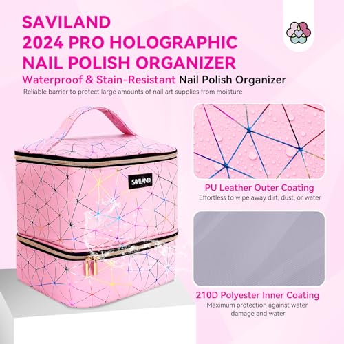 SAVILAND Nail Polish & 3D Gel Organizer Set - Holds 30 Bottles & 12 Nail Gels
