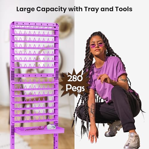 Braiding Hair Rack 280 Pegs with Wheels & 17 Tools