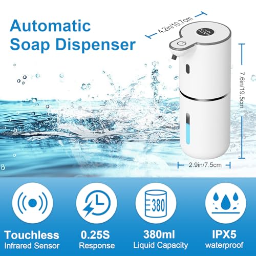 Touchless Automatic Soap Dispenser, USB Rechargeable, 380mL