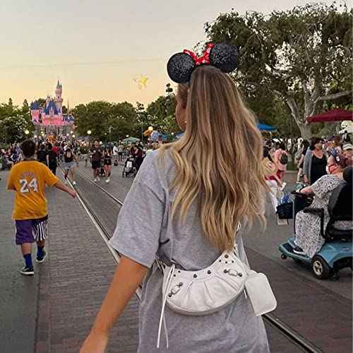 Handmade Sparkly Mouse Ears Headband for Adults & Kids | Upgraded Wide Band |Velvet Non-Slip Band, All-Day Comfort