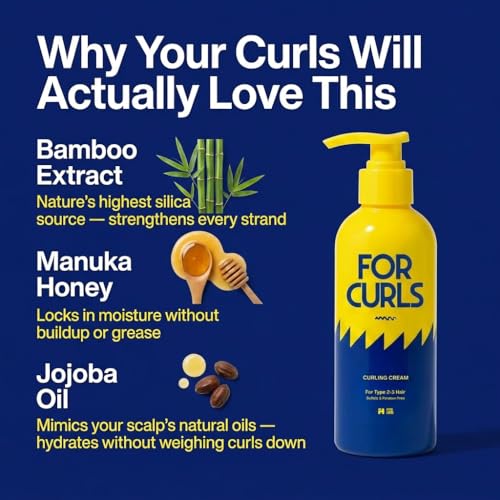 For Hair Curl Cream for Wavy & Curly Hair - Anti-Frizz, Lightweight, Sulfate & Paraben Free, 8.4 oz