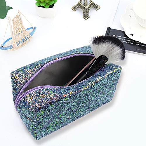Purple Glitter Cosmetic Pouch,Small Zipper Makeup Bags,Travel Waterproof Toiletry Bag Organizer Shine Makeup Pouch Bag for Women Birthday Gift