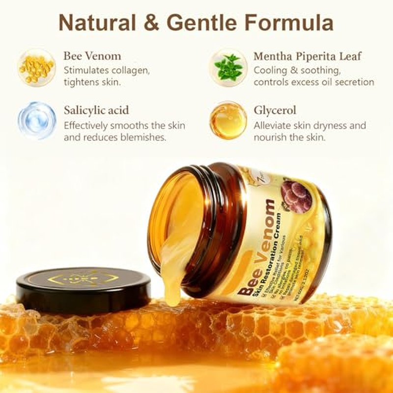 2Pcs Bee Venom Skin Treatment Cream, Face Lifting and Firming For Daily Use, Effectively Smoothens the Skin Body Moisturizer, Gentle & Non-irritating Formula Suitable For Whole Body & Skin Types