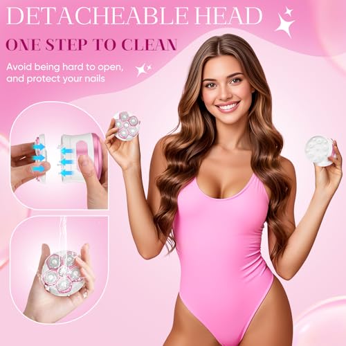 Electric Razors for Women Legs - Flawless Electric Shaver for Women with Magnetic Floating Head, Wet/Dry Hair Remover for Sensitive Skin, Easy to Use with Anti-Slip Strips, Pink