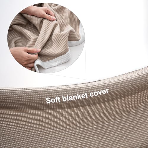 Soft Microfiber Double-Sided Blanket, Bicolourable, Breathable, 90x 65 inches (Khaki-White Plus)