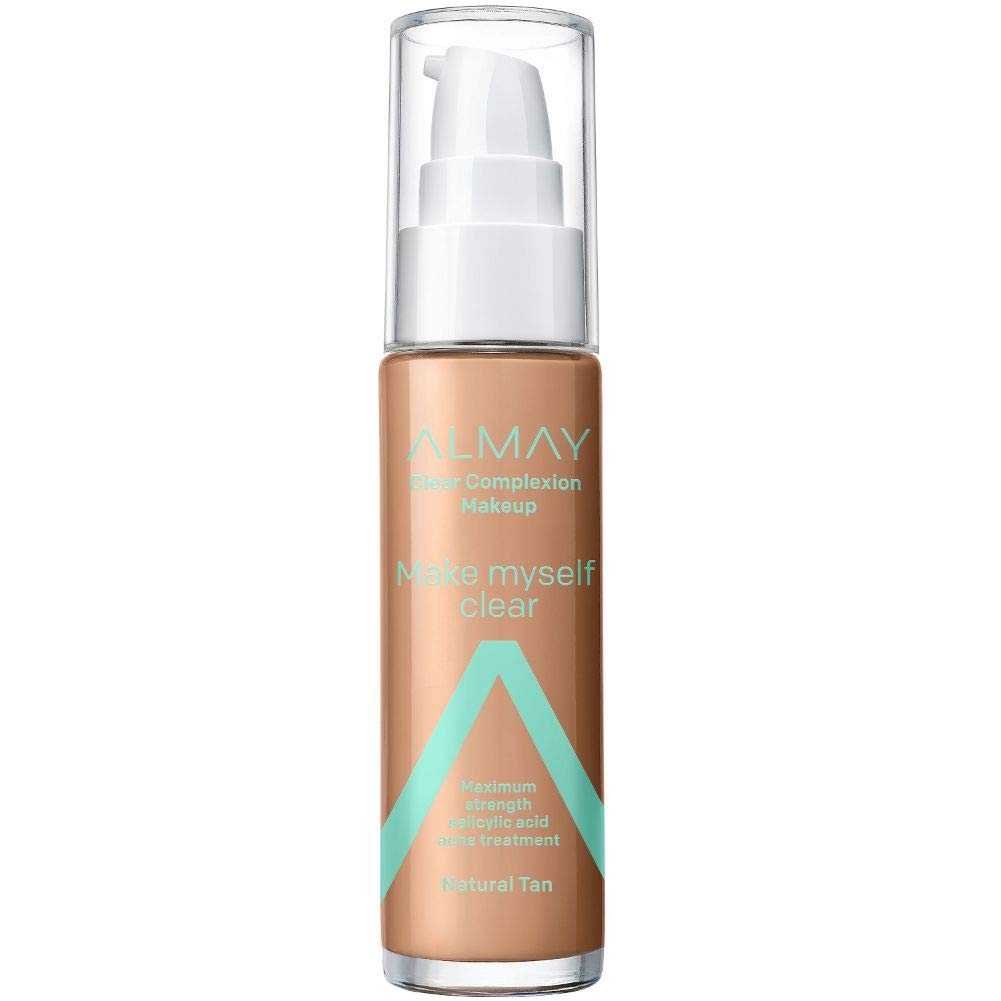 Almay Clear Complexion Makeup, Matte Finish Liquid Foundation with Salicylic Acid, Hypoallergenic, Cruelty Free, -Fragrance Free, Dermatologist Tested, 710 Natural Tan, 1.0 oz