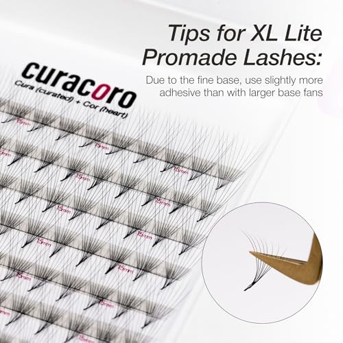 Curacoro XL Lite Promade Wide Fans 5D-0.07 Volume Lashes CC Curl 7-13mm Length Handmade Lightweight Lash Fans for Soft Fluffy Eyelash Extensions
