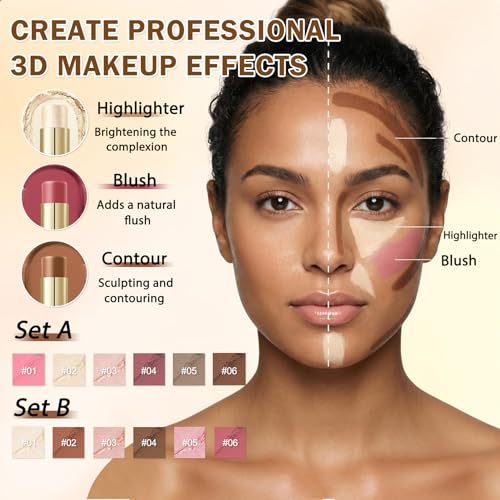 6-in-1 Cream Contour & Highlighter Stick Makeup Kit