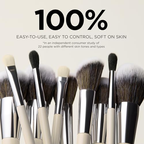 HALEYS Beauty 5-Piece Makeup Brush Set, For Streak Free Application of Liquid, Cream or Powder, Set Includes Kabuki, Powder, Contour, Crease & Lid, Make Up Bag Essentials, Vegan, Gift for Women