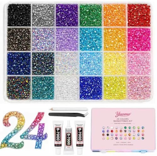 Mix Color 24 3mm Resin Rhinestones Bedazzling Kit with 32000PCS & Glue - BlissVeritura