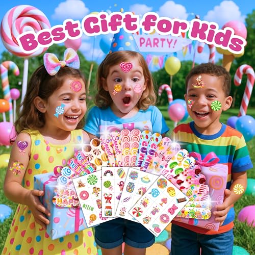 72PC Candy Party Favor Set - Temporary Tattoos & Slap Bracelets