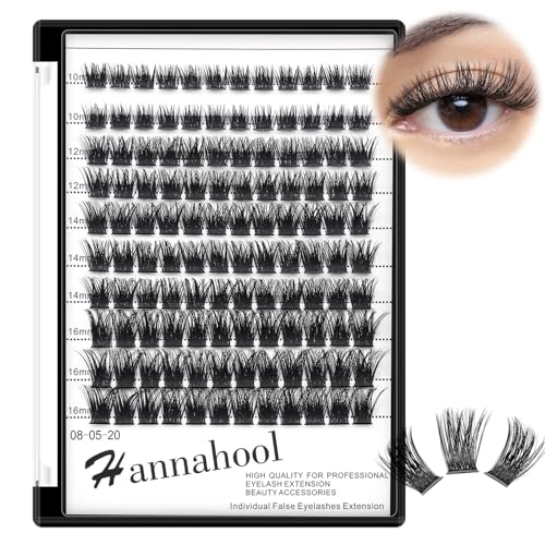10Rows Mixed 10-12-14-16mm /8-10-12-14mm Individual False Eyelashes D Curl Wide Stem Makeup Cluster Eyelashes Natural Volume Eye Lashes Extensions (10-12-14-16MM Mixed)
