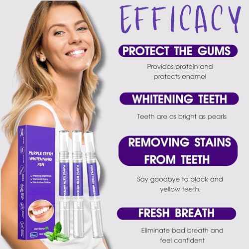 Teeth Whitening Pen, Teeth Whitener Effective Tooth Whitening Gel Kit, Professionally Stain Removal Effective, Painless, Low Sensitivity (3 Pcs)