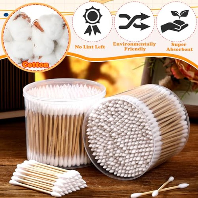 1200pcs Double-Ended Cotton Swabs with Storage Case - Extra Absorbent & Versatile