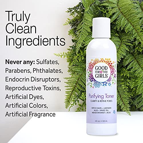 Good For You Girls Hydrating Toner for Face Contains Aloe, Witch Hazel, Meadowsweet, Chamomile, Rosewater, Witch Hazel Toner for Face, Alcohol Free (4 Fl. Oz)