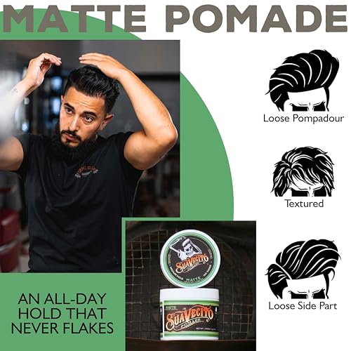 Suavecito Pomade Matte (No Shine) Formula 4 oz, 1 Pack - Medium Hold Hair Pomade For Men - Matte Hair Paste For Natural Texture Hairstyles