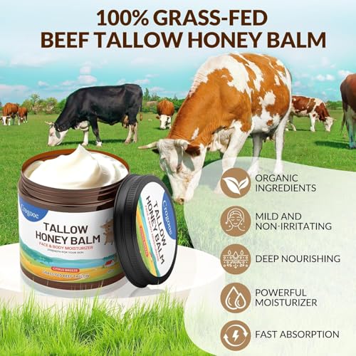 Grass-Fed Beef Tallow & Honey Balm - Moisturizer for Face & Body