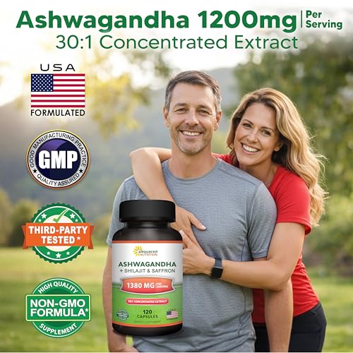 aSquared Nutrition Ashwagandha with Shilajit & Saffron - 120 Capsules