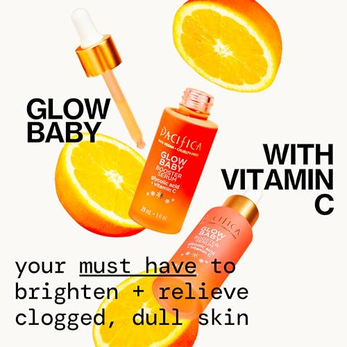 Pacifica Vitamin C Face Serum - Glow Baby Booster Facial Serum 2-PACk - Glycolic Acid - Dark Spot Corrector Anti Aging Brightening - Dermatologist Tested, Fragrance Free Clean Skin Care