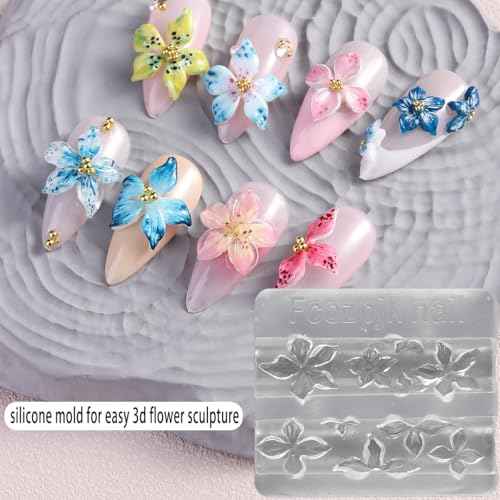 Clear Solid Builder Gel For Nails, 30g Hard Gel for Nails with Silicone Molds for Carving Non-Sticky Building 3D Sculpture Flowers Modeling Design Professional Manicure Supplies