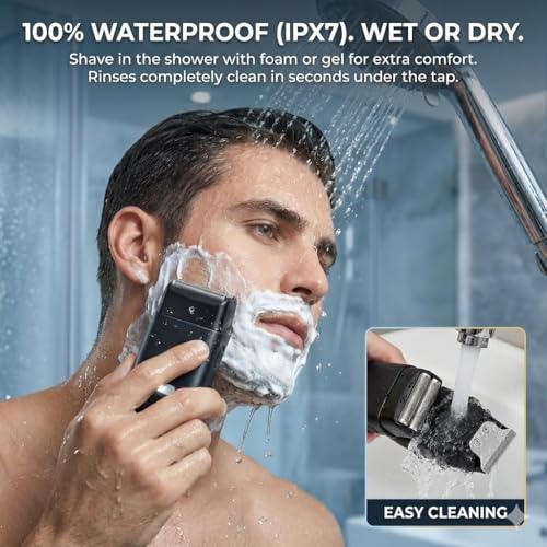5-in-1 Electric Razor for Men & Beard Trimmer Kit: Dual-Mesh Foil Shaver Head - Cordless Hair Clippers for Bald Head & Face, Waterproof Body Grooming for Home, Shower & Travel