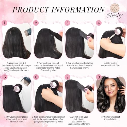 Hair Rollers Set 24 Pcs 4 Sizes Self-Grip with Clips