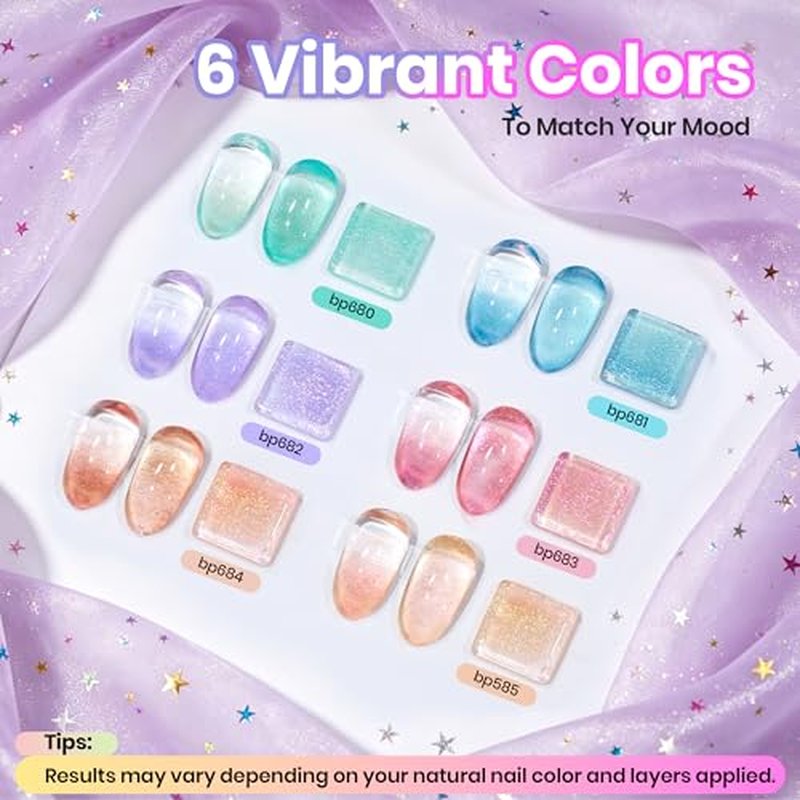 Beetles Glitter Nail Polish Set 6 Colors Air Dry