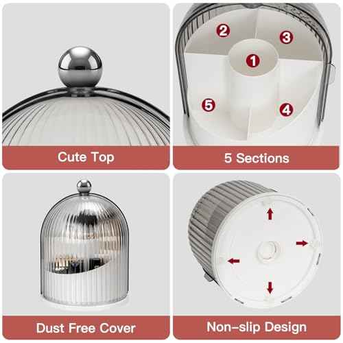 Makeup Brush Holder with Lid 360¡Æ Rotating Clear Dustproof Make Up Organizers for Vanity Bathroom Countertop, Transparent